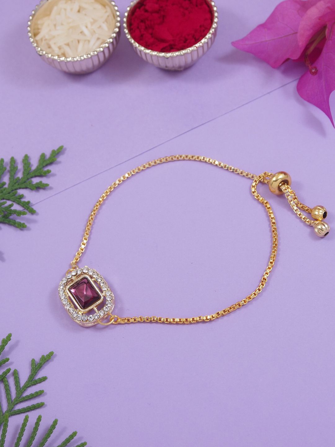 

I Jewels Square Shaped Mangalsutra Lumba Bracelet Rakhi, Gold
