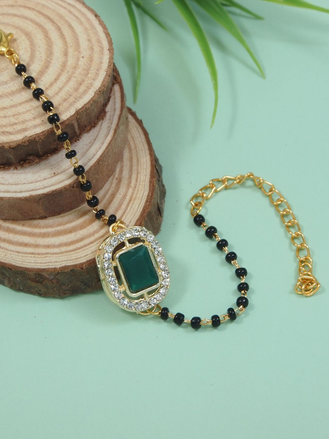 

I Jewels Square Shaped Mangalsutra Lumba Bracelet Rakhi, Gold
