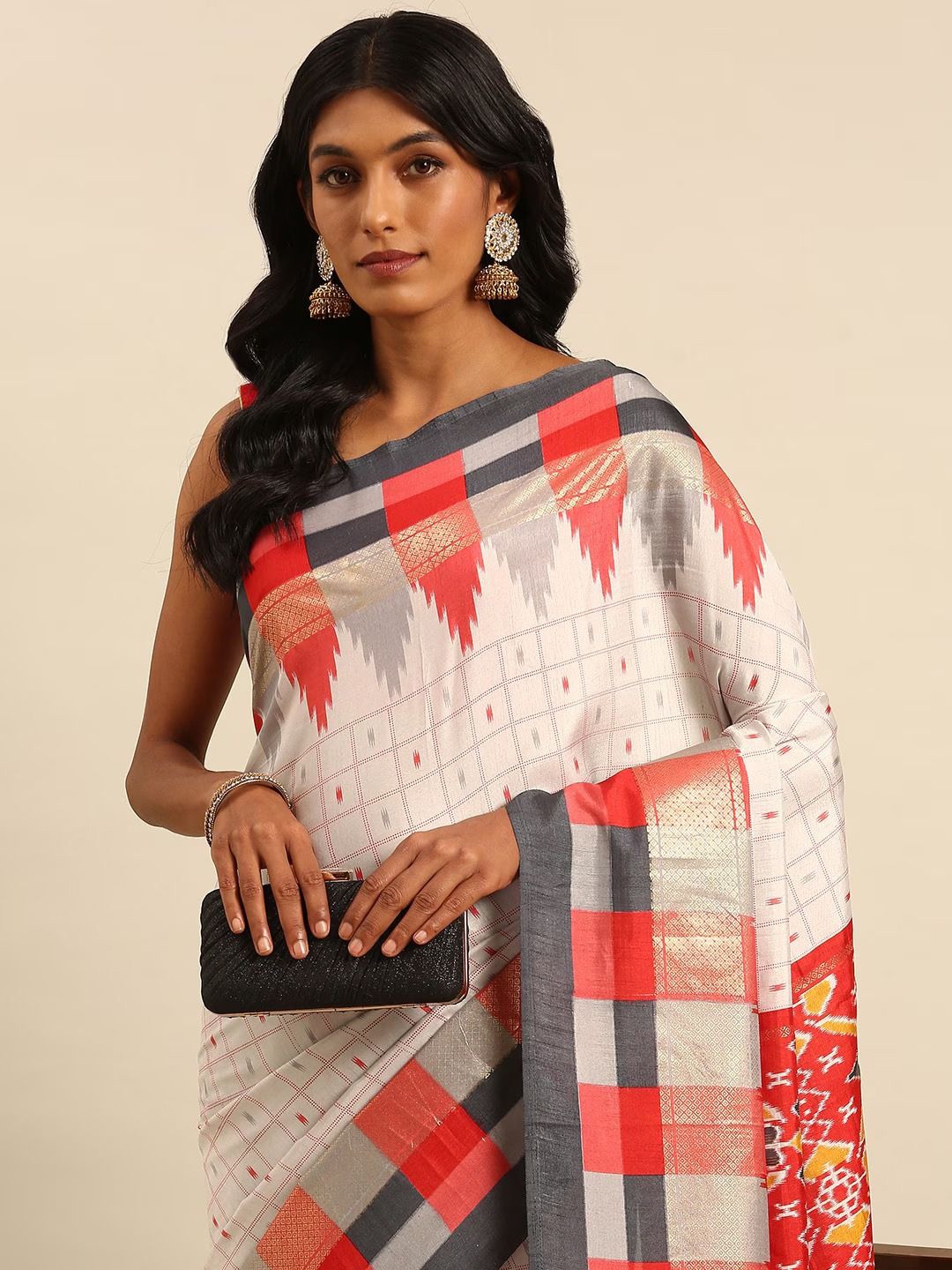 

AVANSHEE Ethnic Motifs Sambalpuri Saree, White