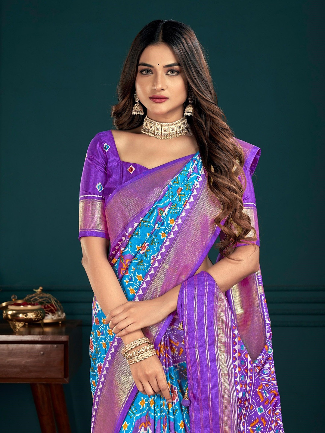 

AVANSHEE Ethnic Motifs Zari Sambalpuri Saree, Blue