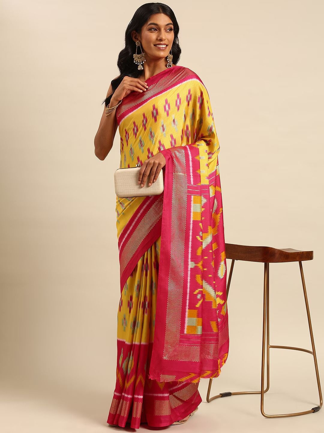 

AVANSHEE Ethnic Motifs Sambalpuri Saree, Mustard