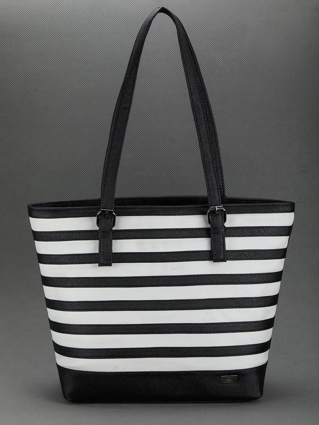

K London Women Striped Structured Shoulder Bag, Black