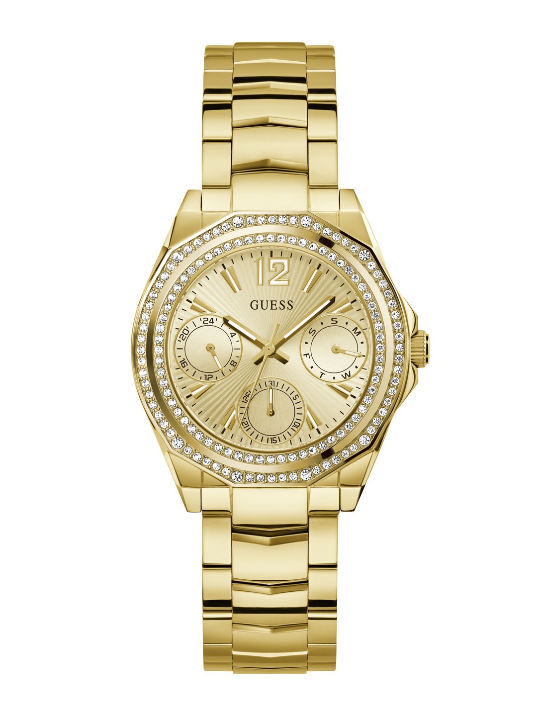 

GUESS Women Dial & Bracelet Style Straps Analogue Multi Function Watch GW0685L2, Champagne