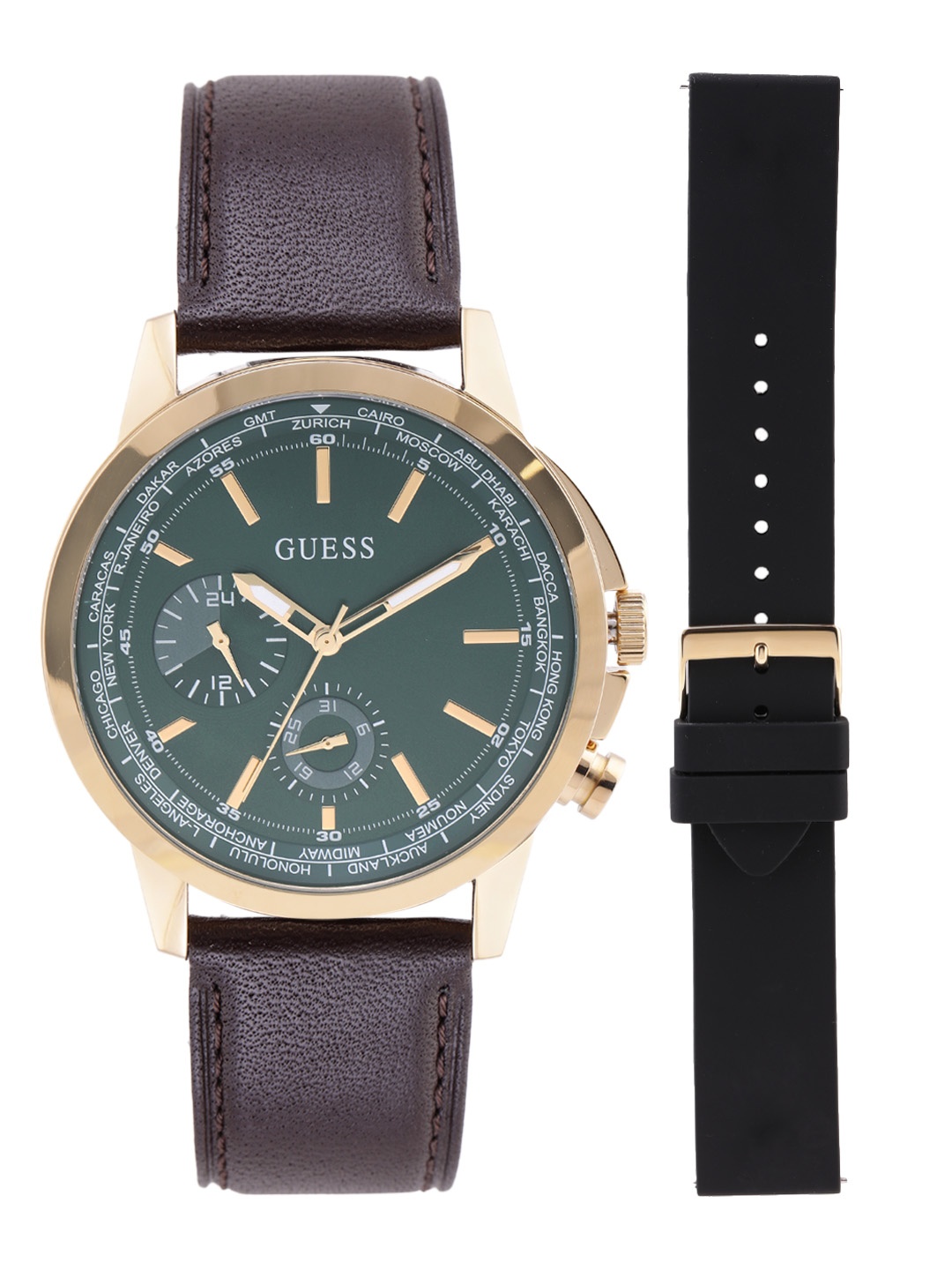 

GUESS Men Leather Straps Analogue Multi Function Watch - GW0664G2, Green