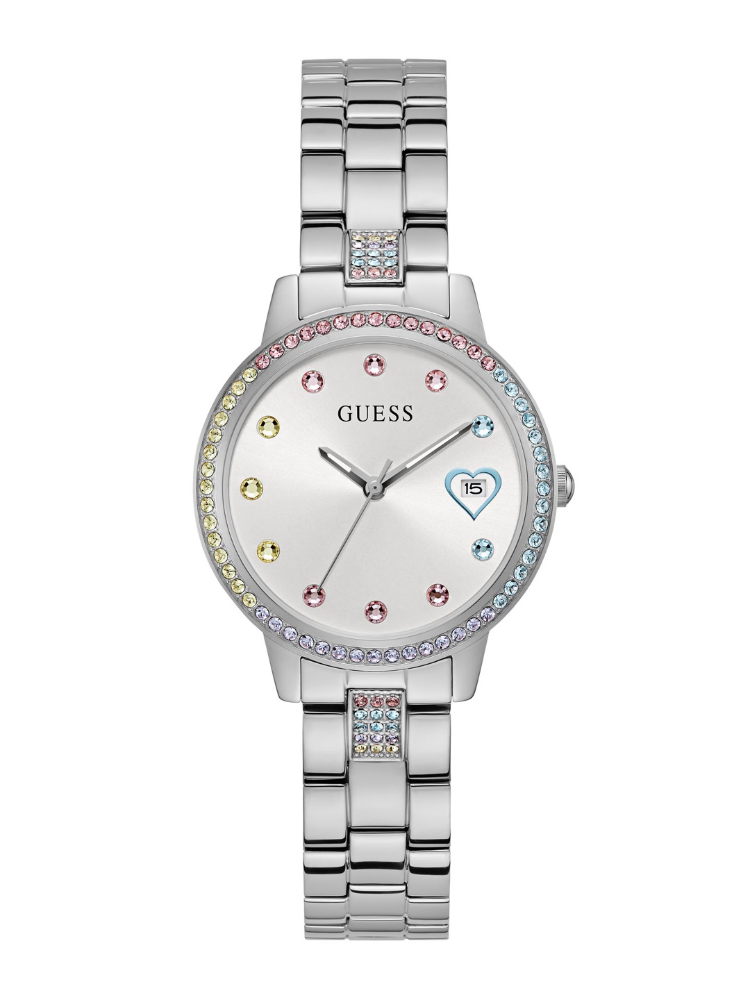 

GUESS Women Dial & Bracelet Style Straps Analogue Watch GW0657L1, White