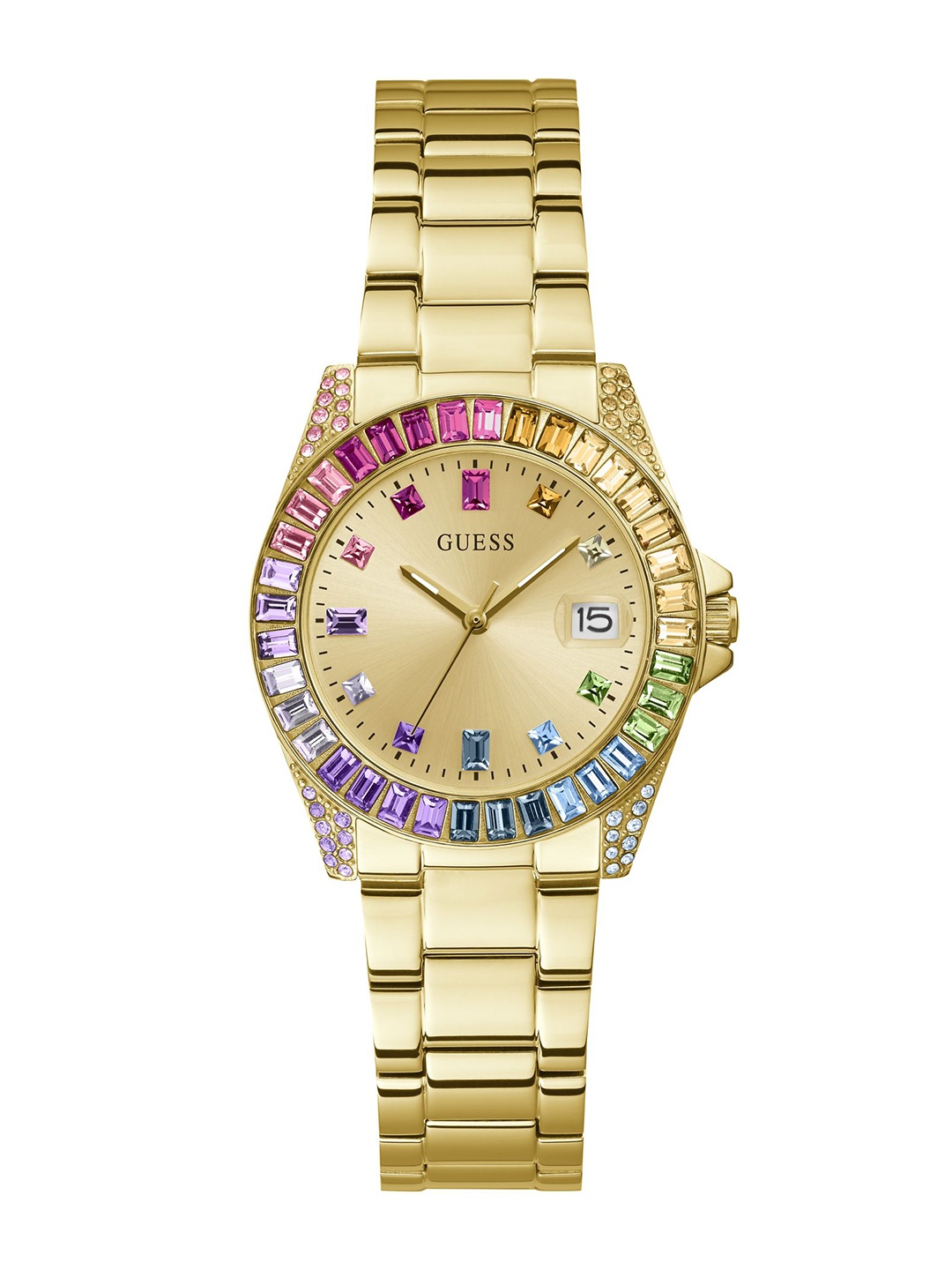 

GUESS Women Dress Opaline Embellished Bracelet Style Analogue Watch GW0475L3, Gold