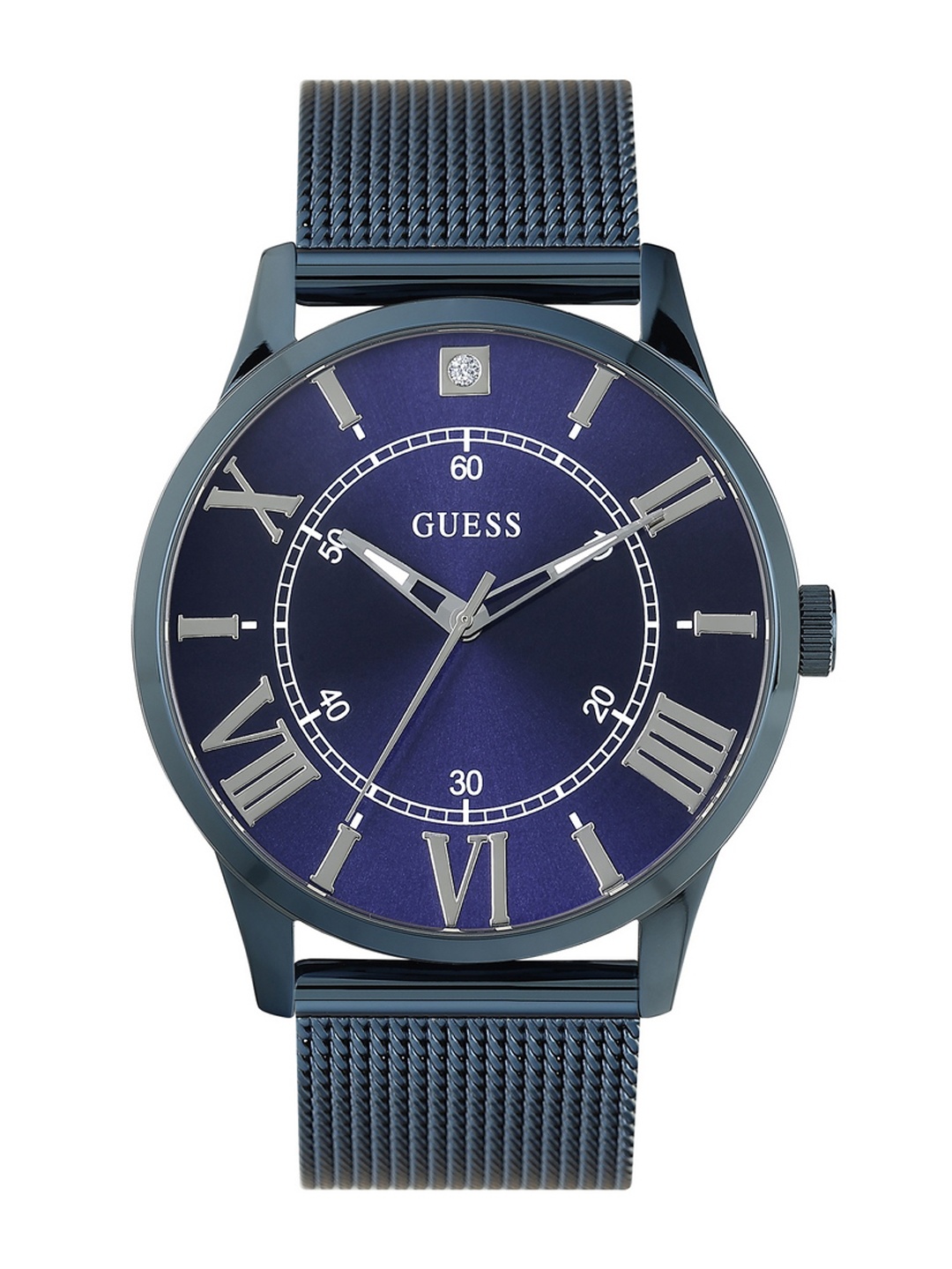 

GUESS Men Dress Briefcase Analog Stainless Steel Bracelet Style Watch- U1412G3M, Blue