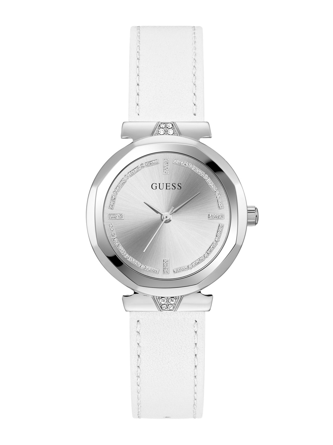 

GUESS Women Dress Rumour Embellished Leather Analogue Watch GW0689L1, Silver