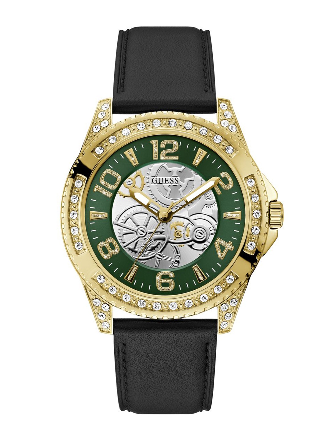 

GUESS Men Leather Straps Analogue Watch - U1429G2M, Silver