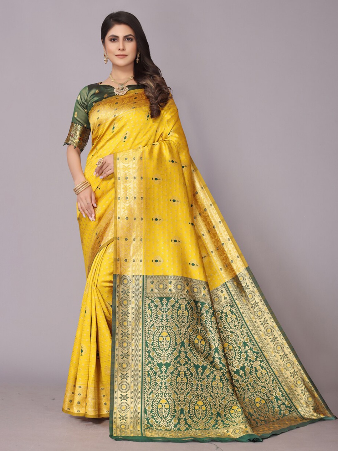 

PERFECT Ethnic Motifs WEAR Woven Design Zari Patola Saree, Yellow