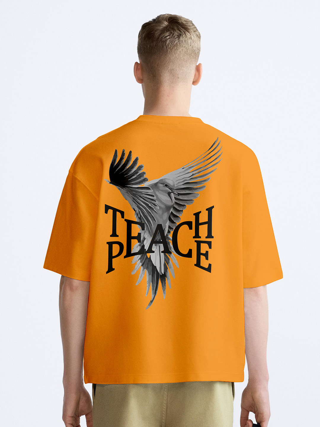 

BAESD Men Typography V-Neck Applique T-shirt, Mustard