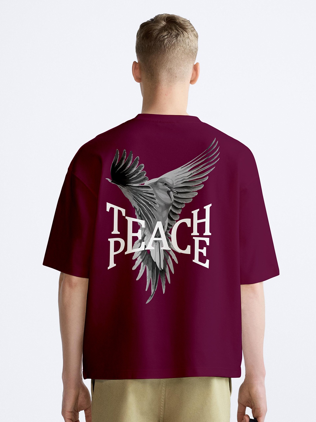 

BAESD Men Printed Applique T-shirt, Maroon