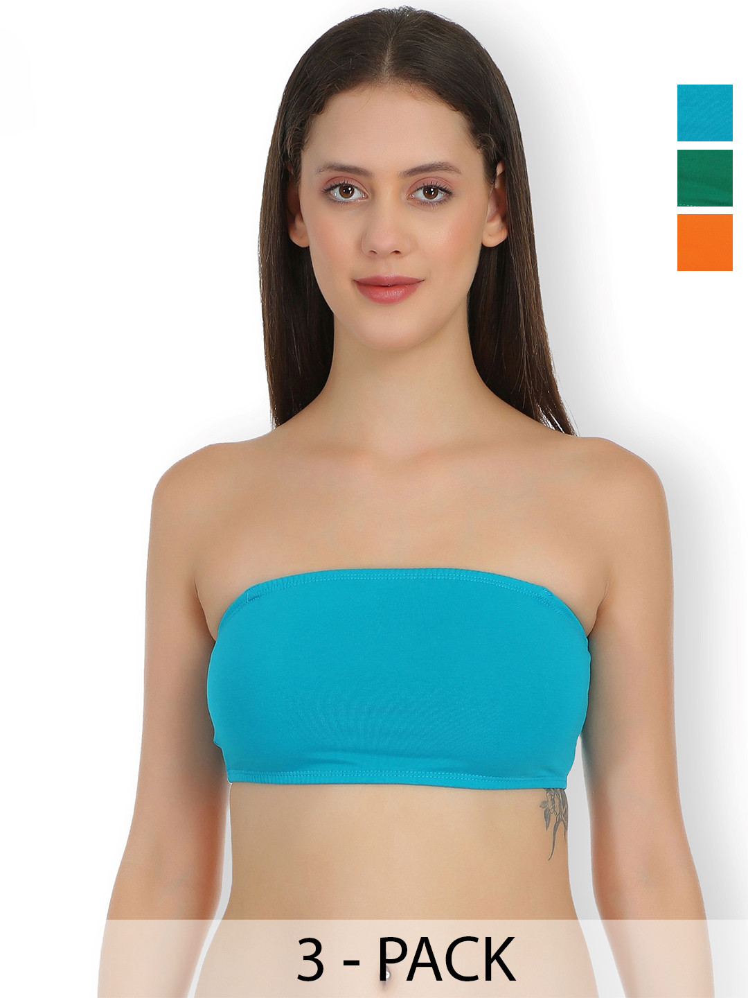 

SELFCARE Pack Of 3 Full Coverage Non Padded Bandeau Bra With All Day Comfort, Orange