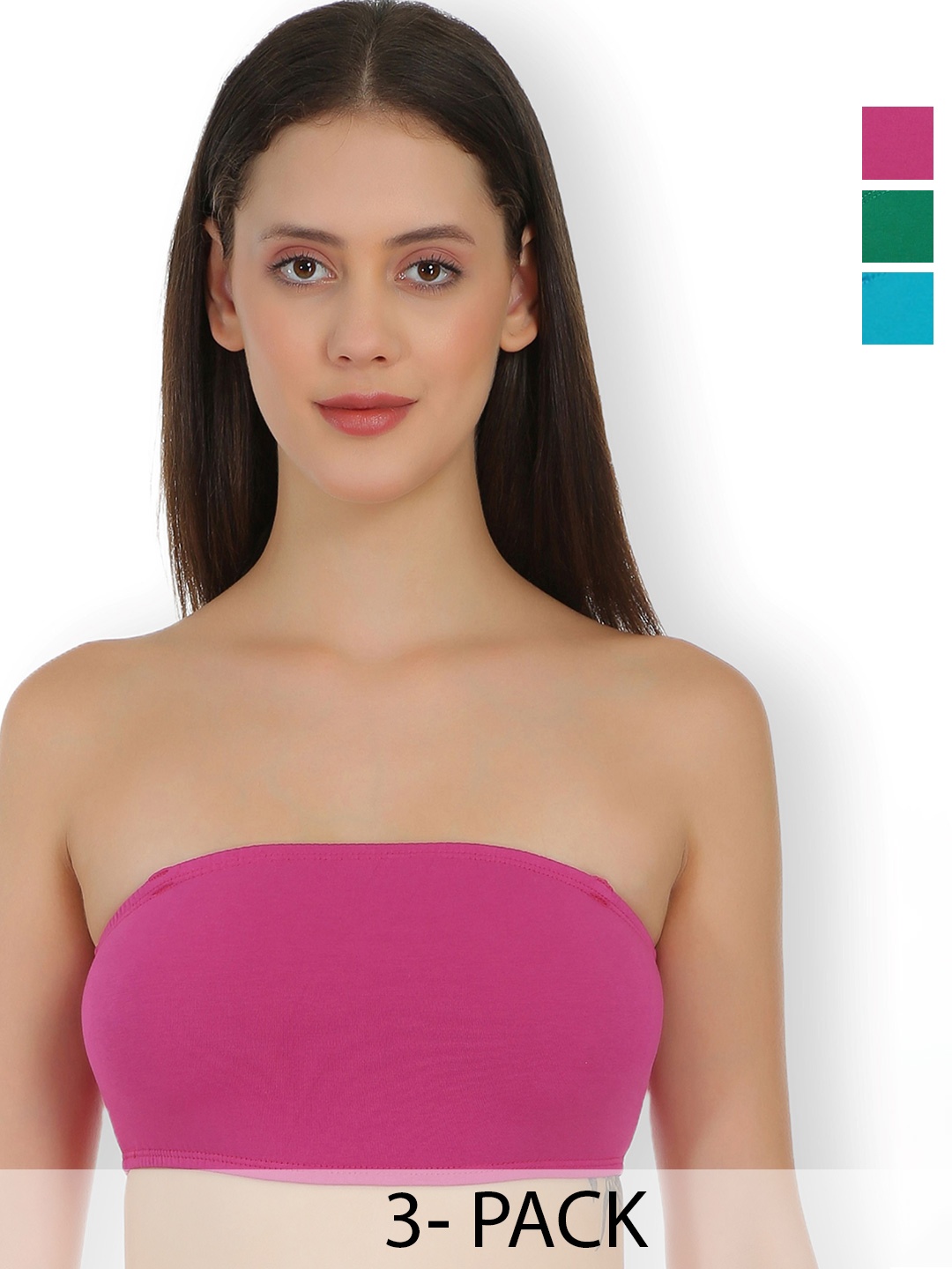 

SELFCARE Pack Of 3 Full Coverage Strapless Bandeau Bra With All Day Comfort, Rose