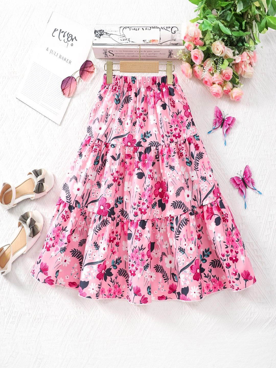 

StyleCast Girls Printed A-Line Midi Skirt, Pink