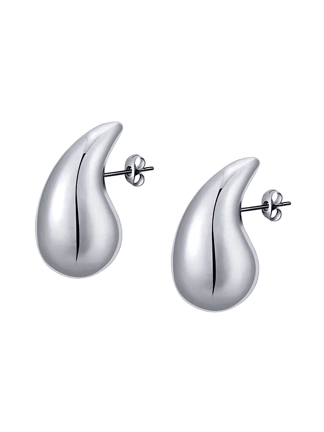 

Xivir Silver-Plated Stainless Steel Teardrop Shaped Drop Earrings