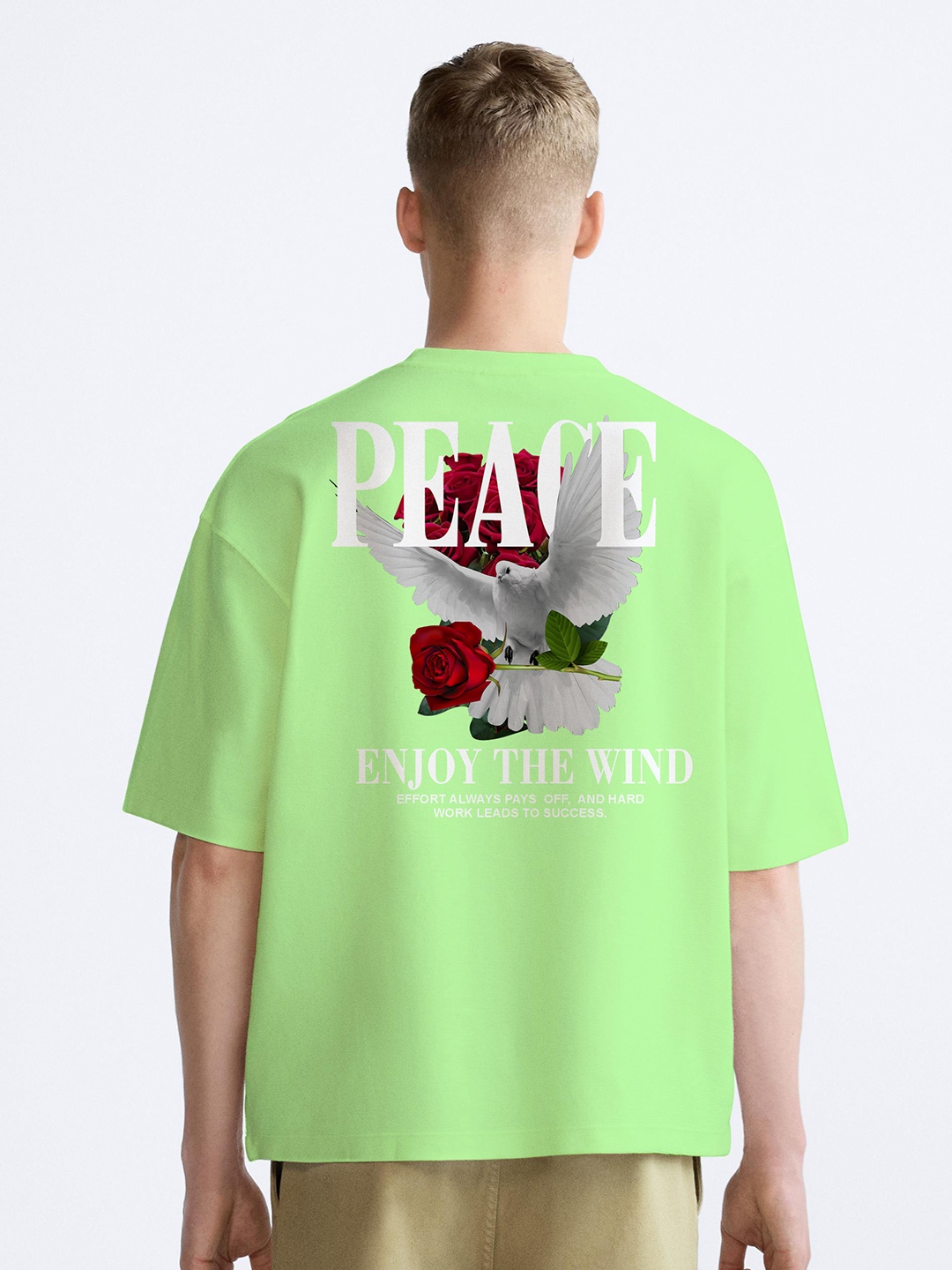 BAESD Men Typography Printed Applique T-shirt, Green