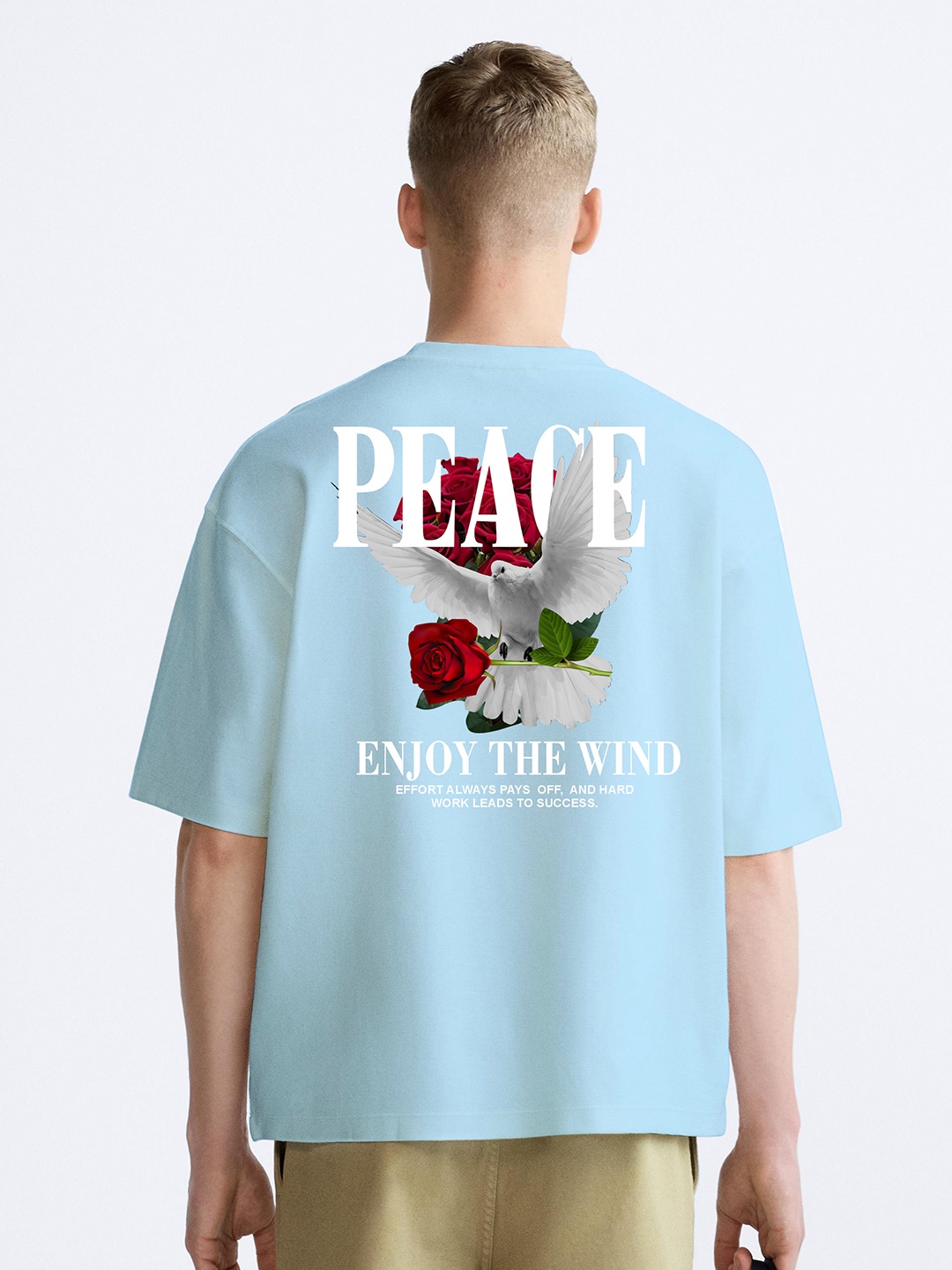 

BAESD Men Typography Printed Applique T-shirt, Blue
