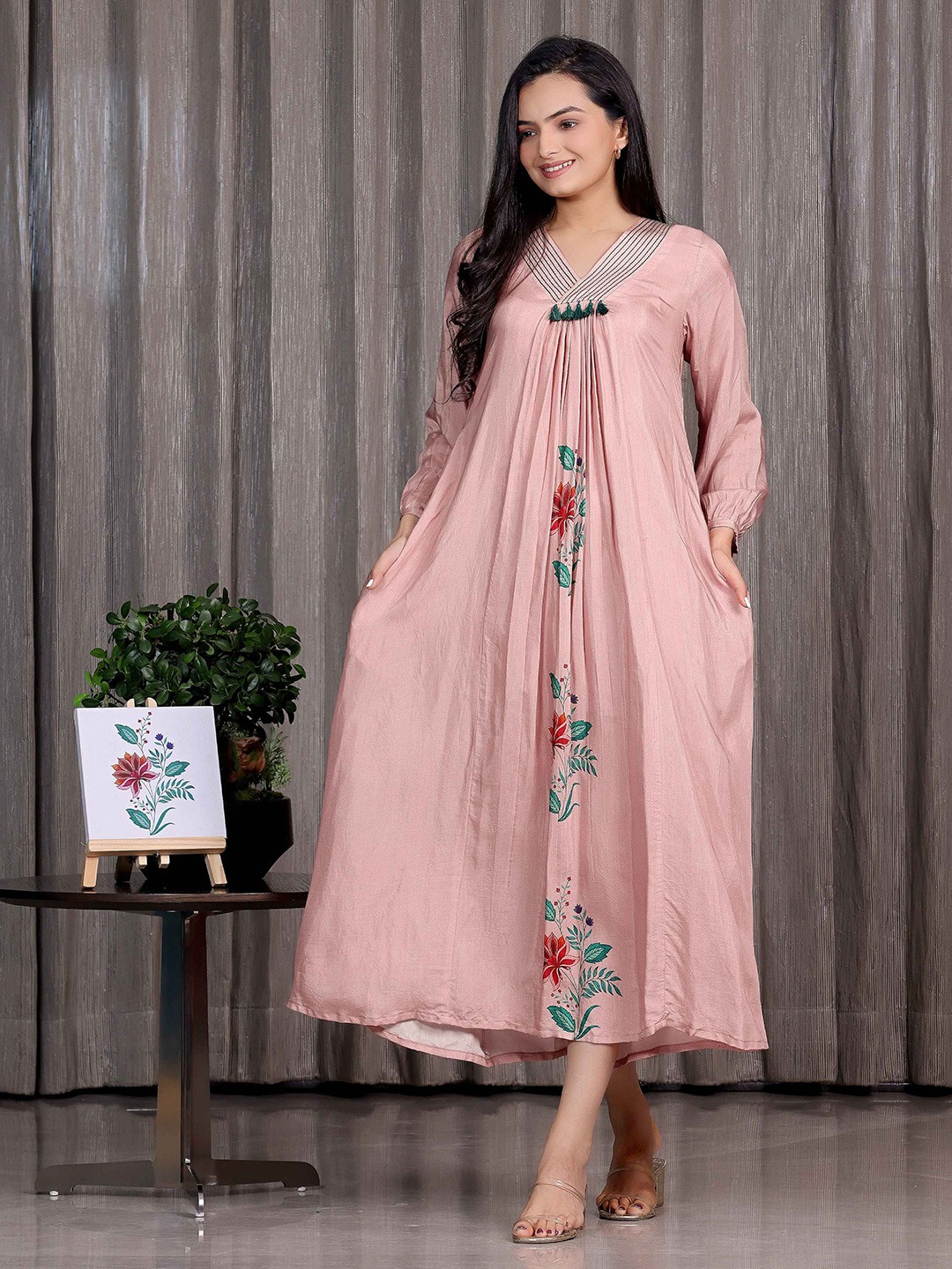 

SUKRUTI DESIGN Women A-Line Maxi Dress, Pink