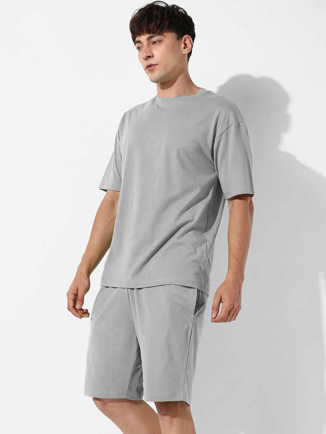 

Zombom Pure Cotton T-Shirt With Shorts Co-Ords, Grey