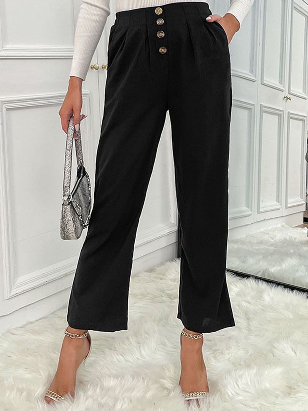 

StyleCast Women High-Rise Trousers, Black
