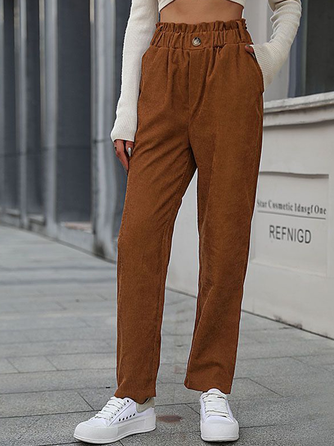 

StyleCast Women High-Rise Joggers Trousers, Brown
