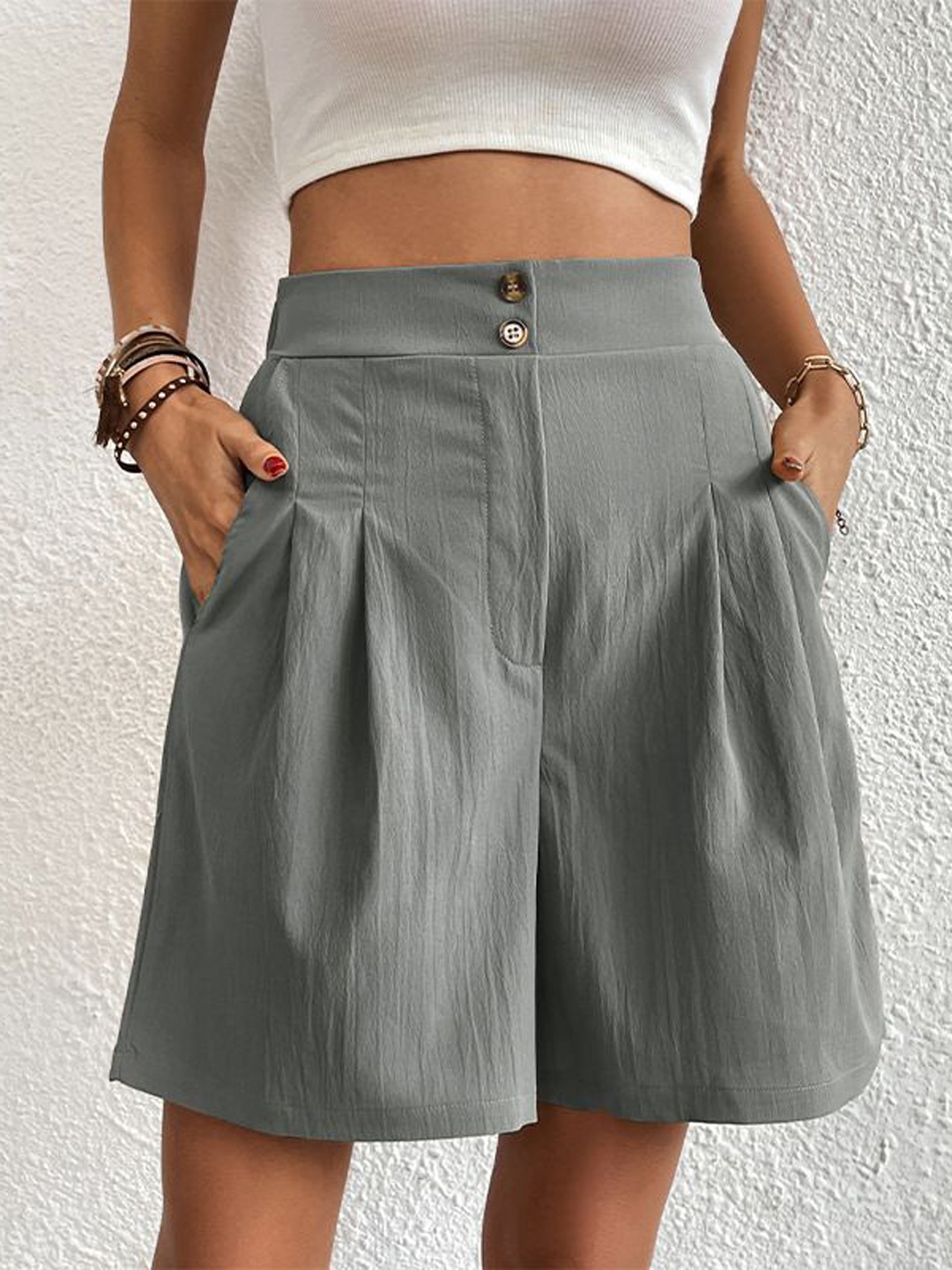 

StyleCast Women Grey Mid-Rise Shorts