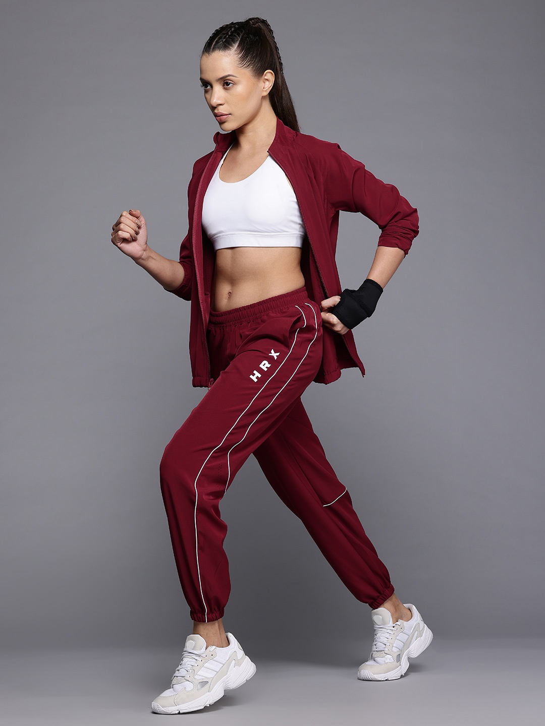 

HRX by Hrithik Roshan Rapid-Dry Training Track suits, Maroon