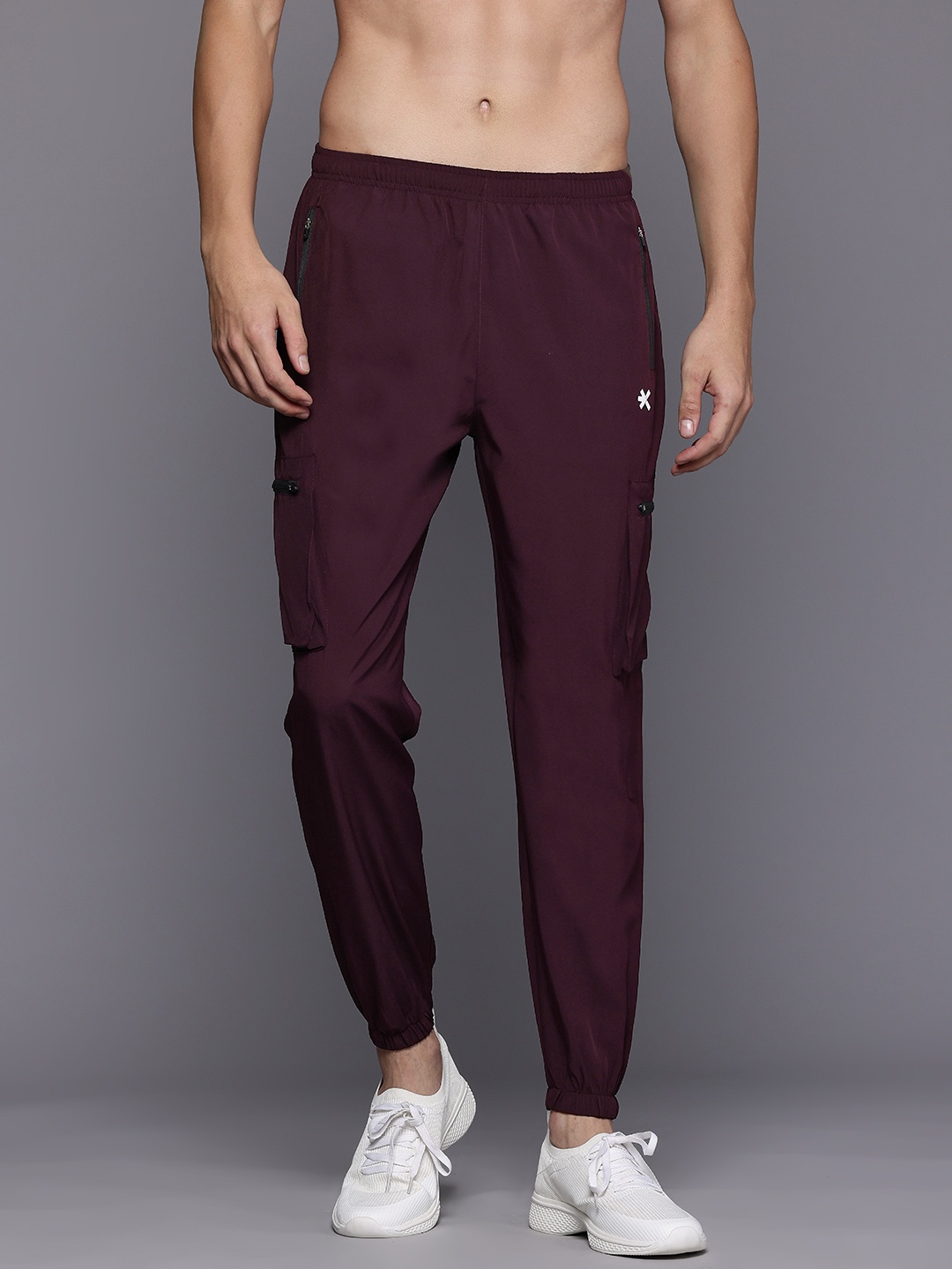 

HRX by Hrithik Roshan Men Training Cargo-Style Joggers, Burgundy