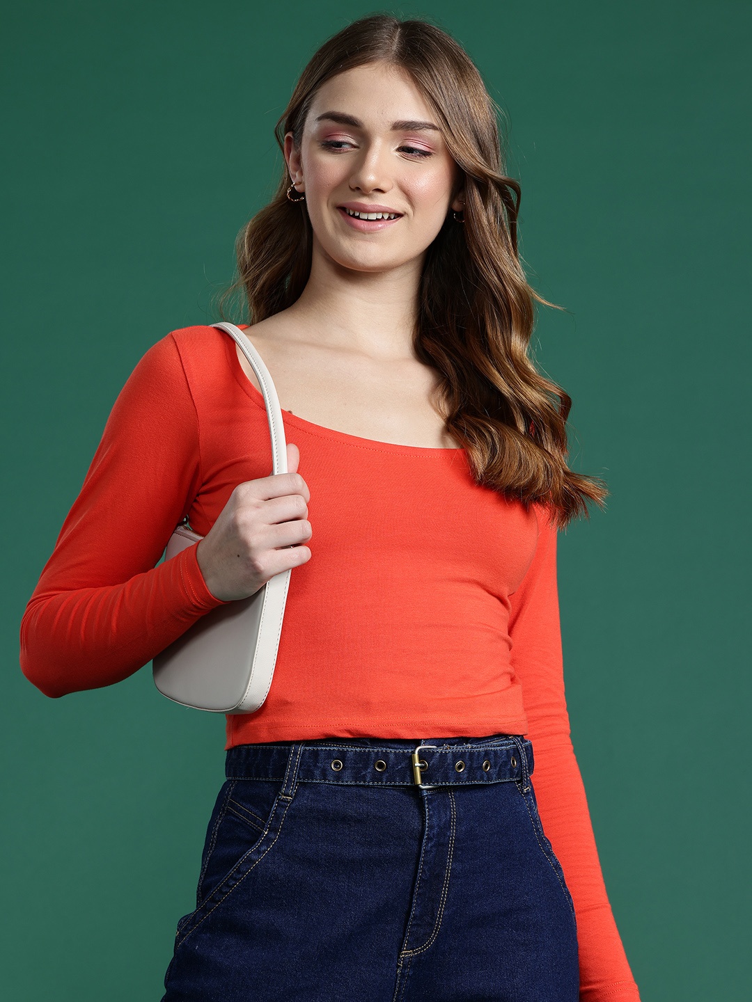 

DressBerry Basics Women Scoop Neck T-shirt, Orange