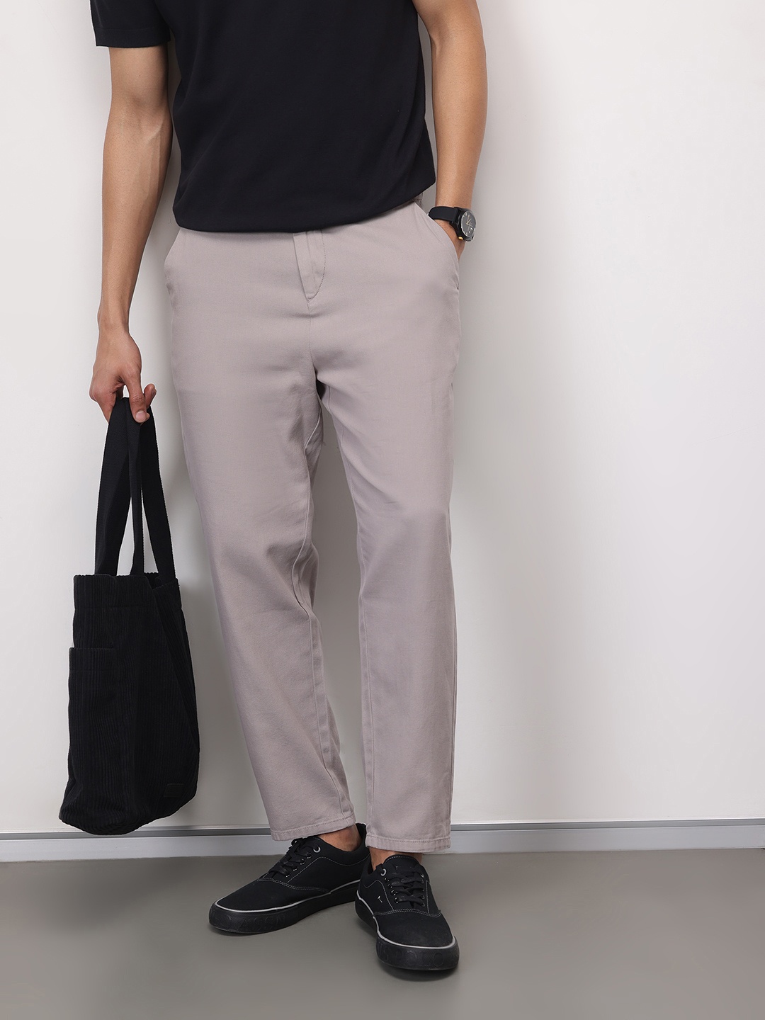 

ether 365 Essentials Men Pure Cotton Regular Trousers, Grey