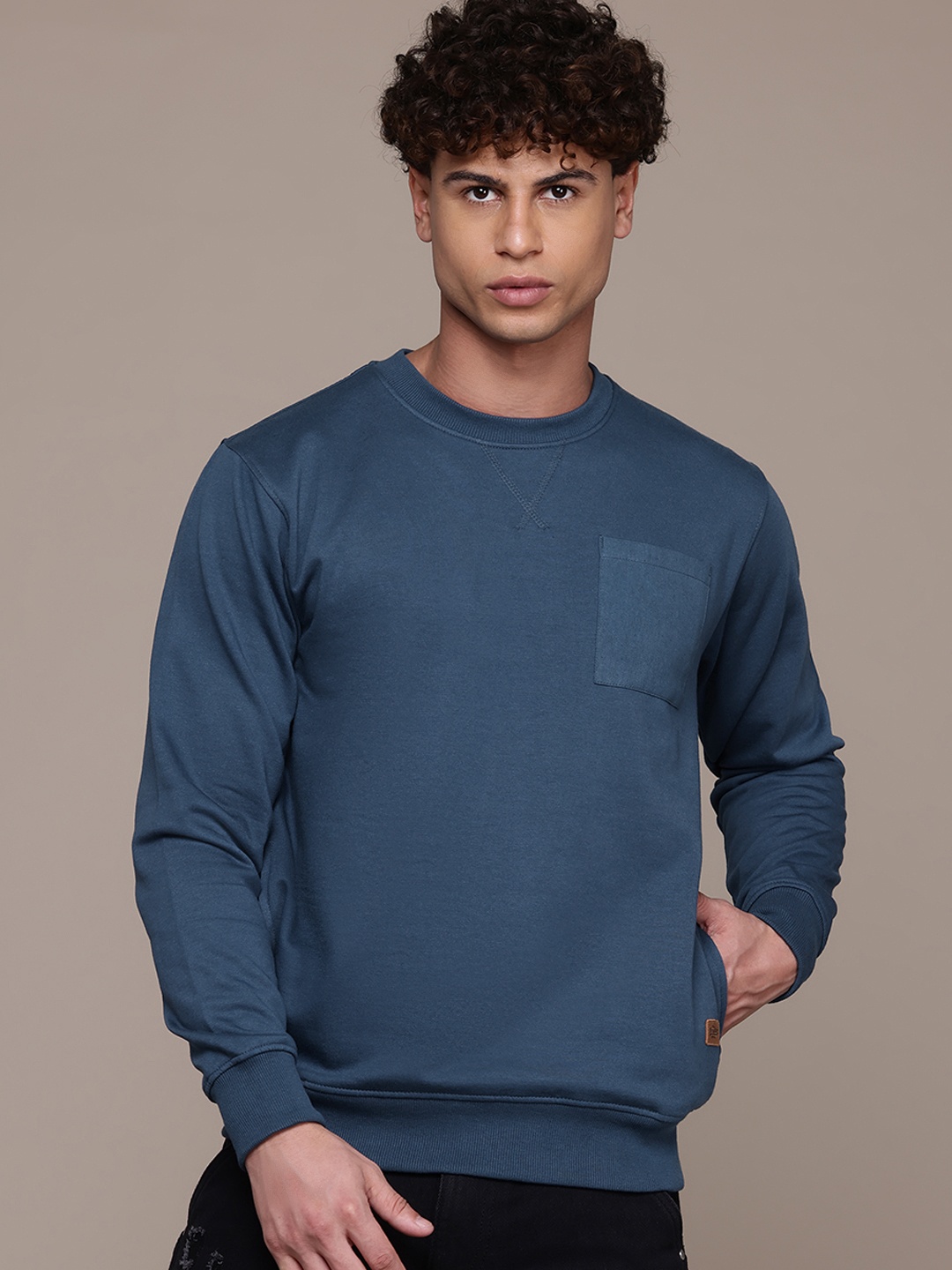 

The Roadster Lifestyle Co. Round Neck Knitted Sweatshirt, Blue