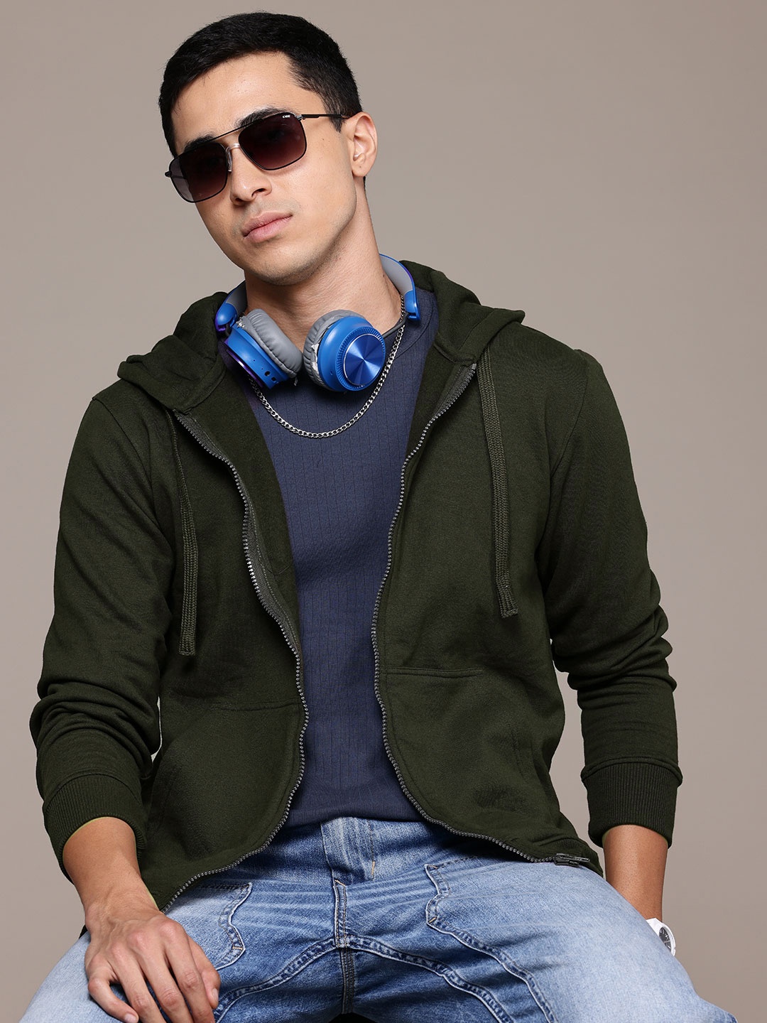 

Roadster The Lifestyle Co. Open-Front Hooded Sweatshirt, Olive