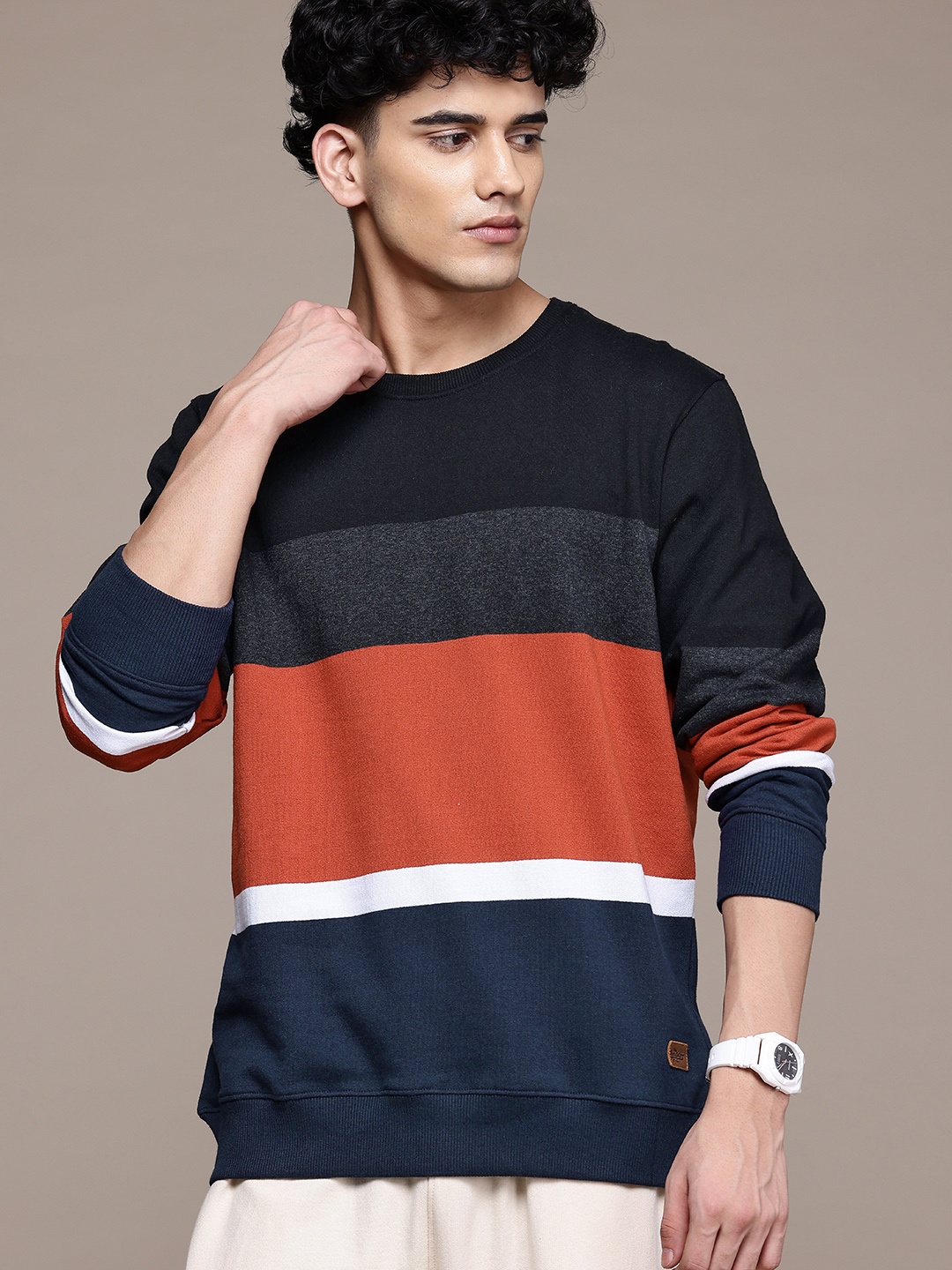 

The Roadster Lifestyle Co. Colourblocked Pullover Sweatshirt, Black