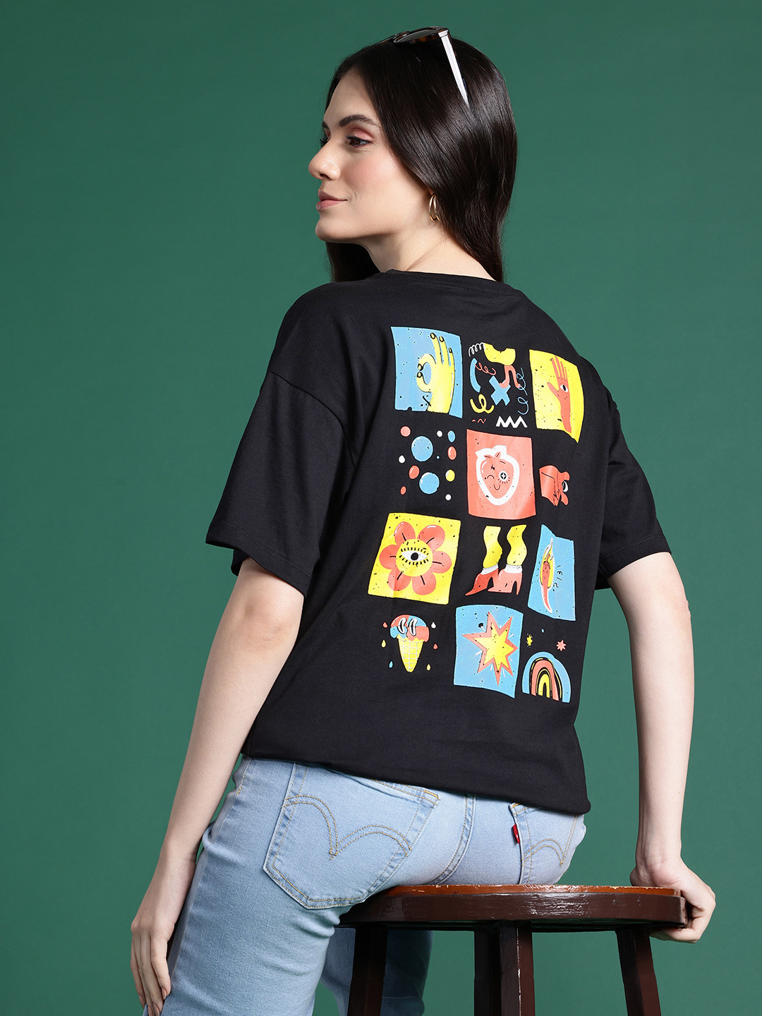 

DressBerry Printed Pure Cotton T-shirt, Black