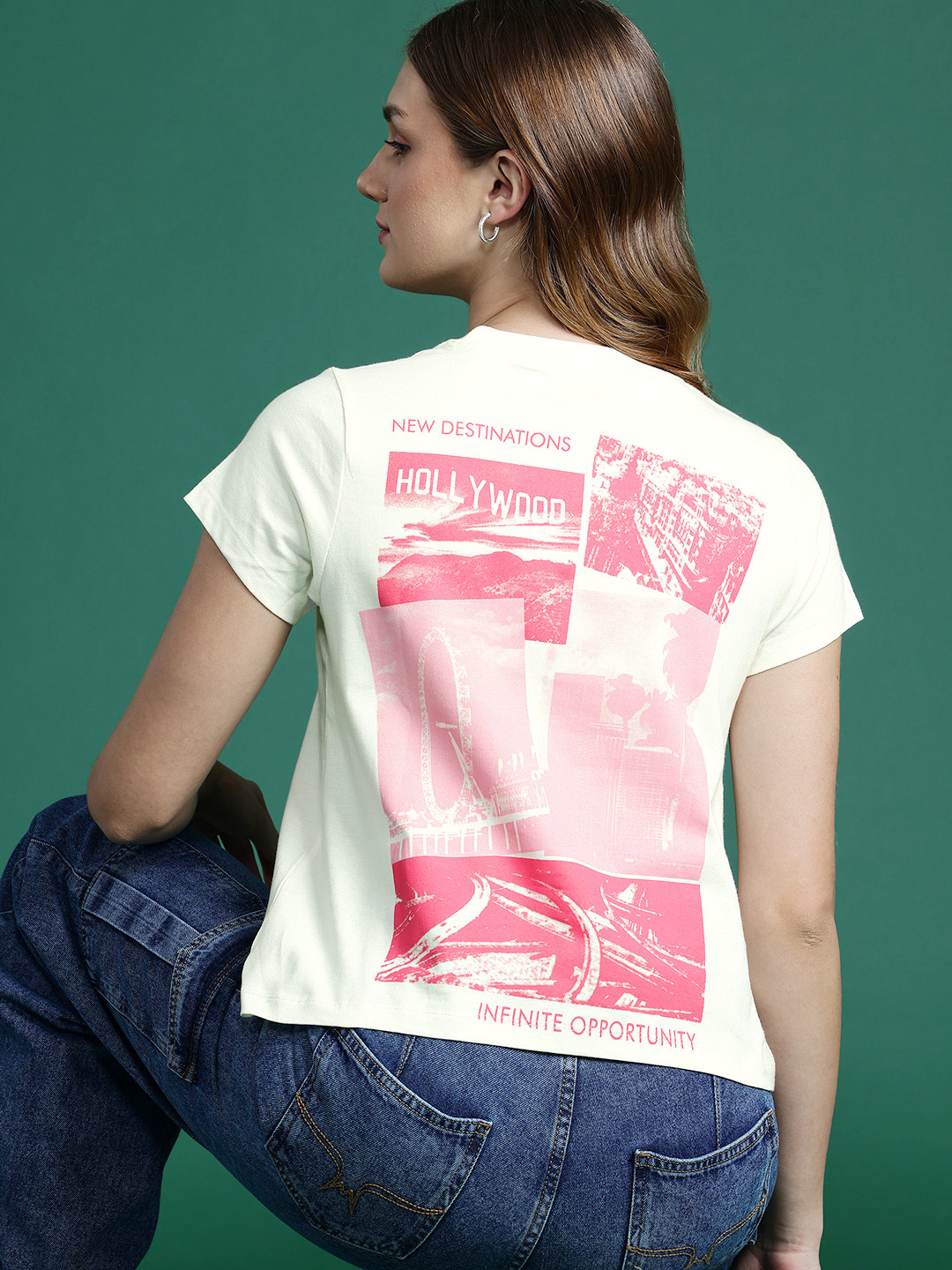 

DressBerry Printed Pure Cotton T-shirt, White