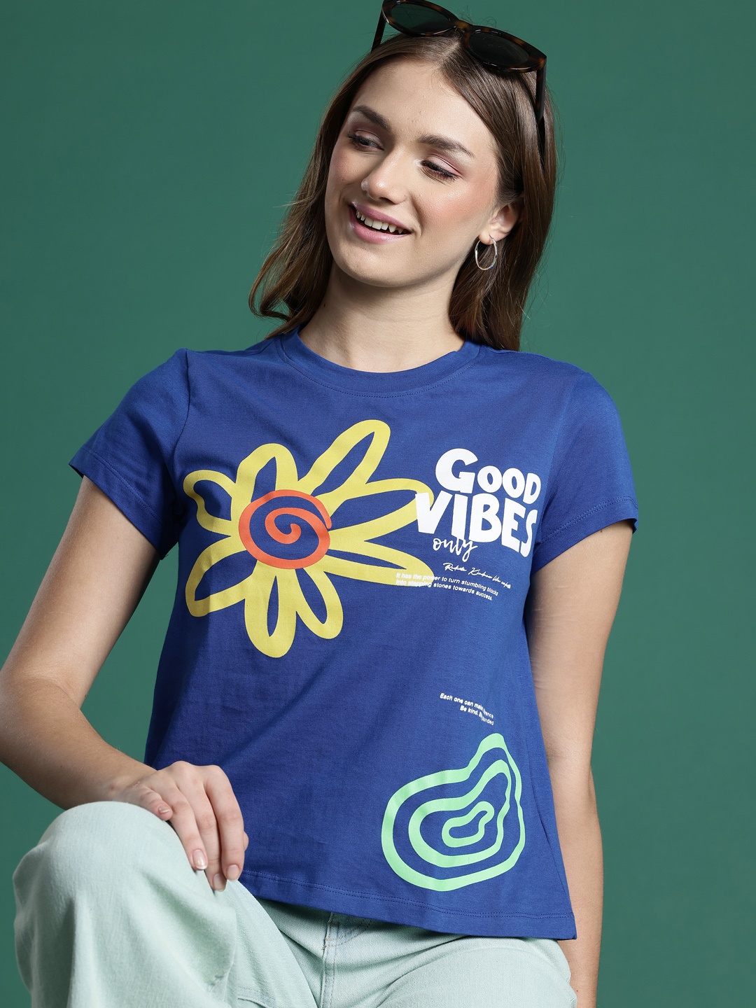 

DressBerry Printed Pure Cotton T-shirt, Blue
