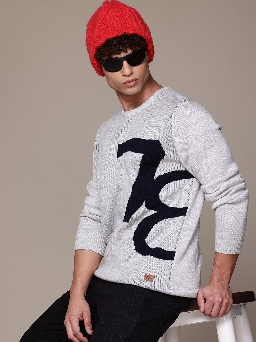 

The Roadster Lifestyle Co. Typography Printed Acrylic Pullover, Grey