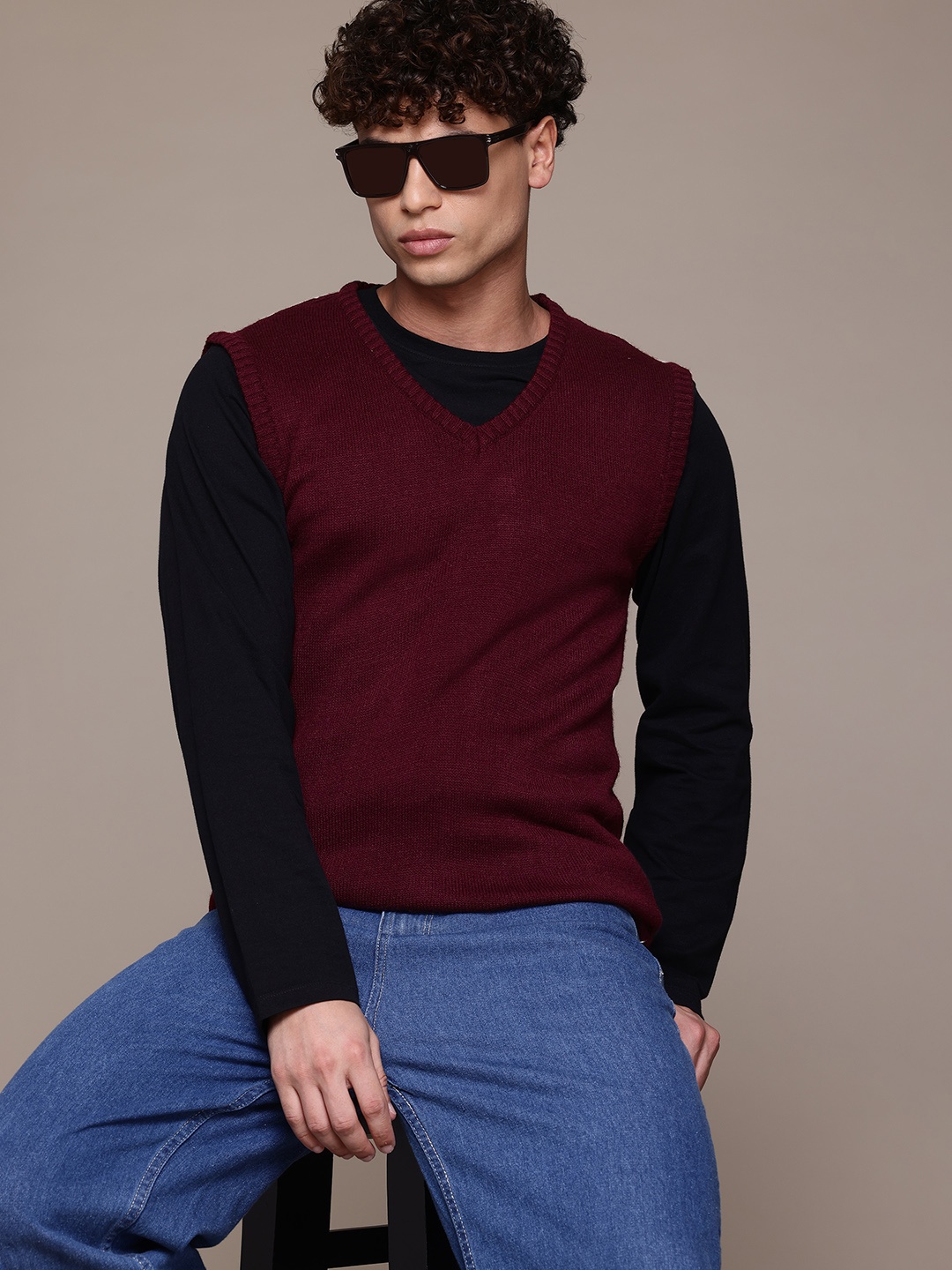 

The Roadster Lifestyle Co. Acrylic Sweater Vest, Burgundy