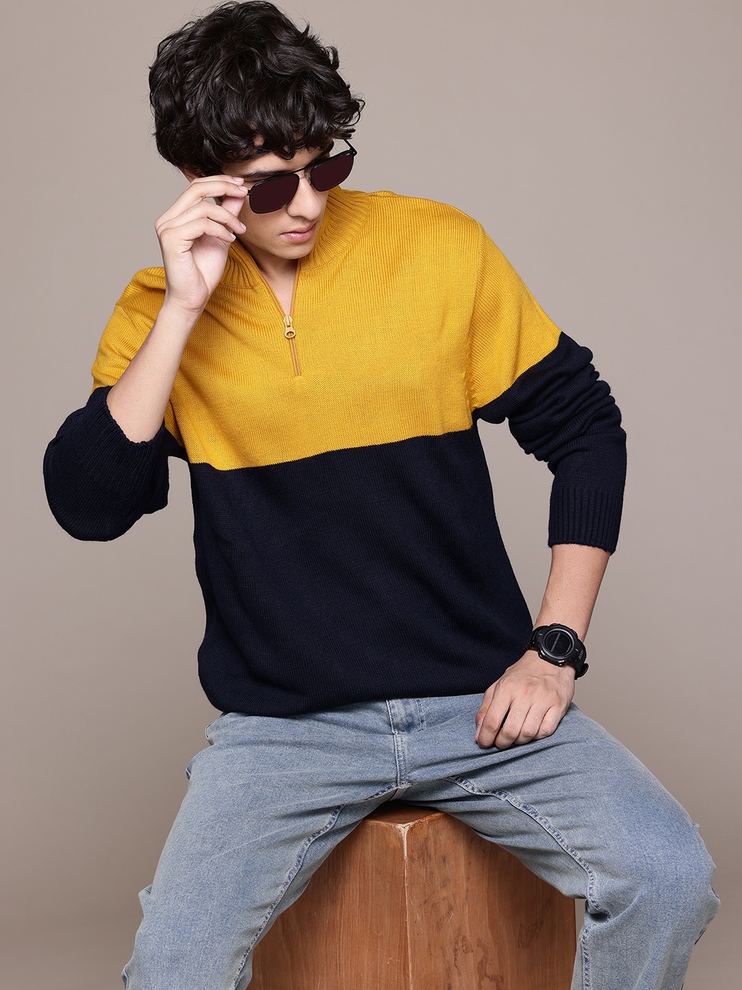 

The Roadster Lifestyle Co. Colourblocked Pullover, Yellow