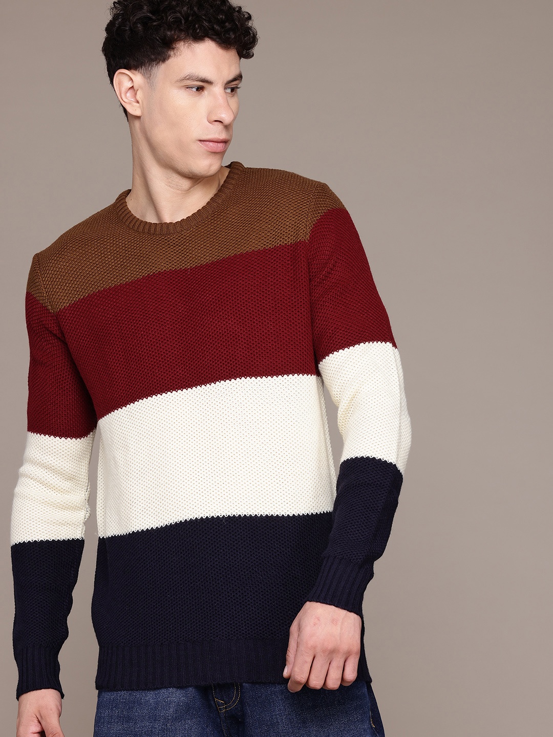 

The Roadster Lifestyle Co. Colourblock Acrylic Pullover, White