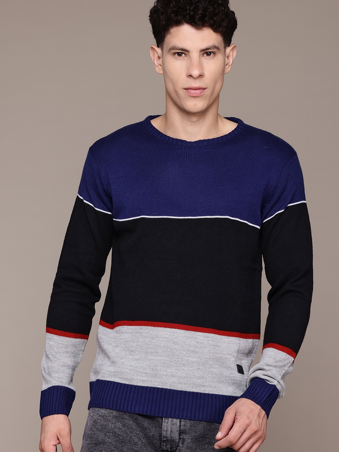 

The Roadster Lifestyle Co. Colourblock Acrylic Pullover, Navy blue