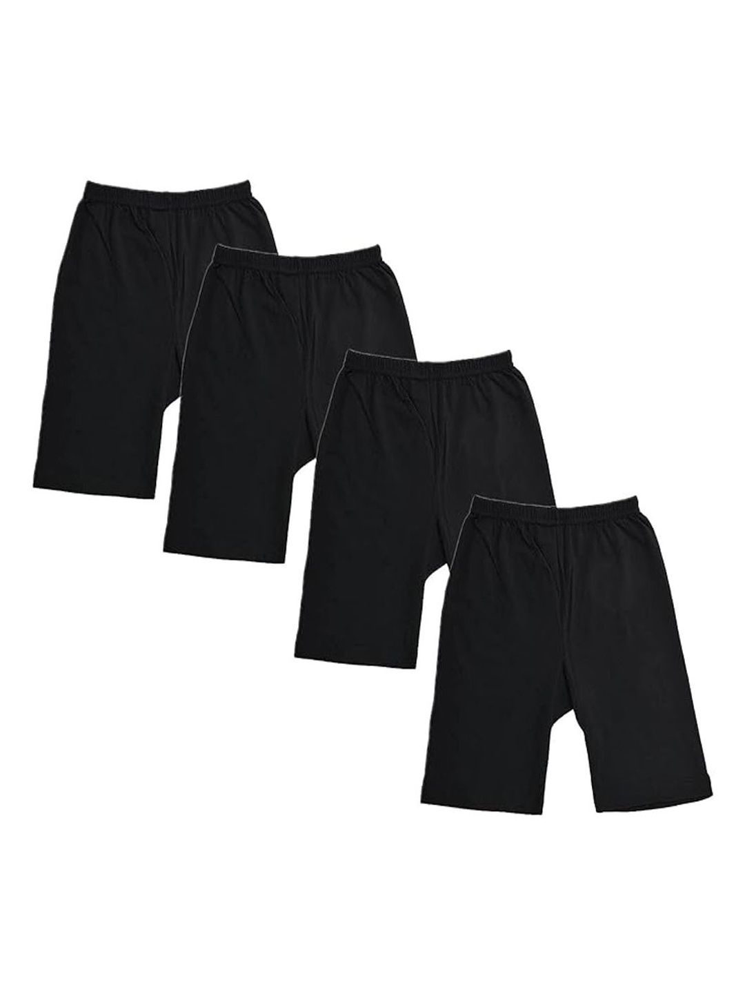 

CoolTees4U Girls Pack Of 4 Mid Rise Cotton Cycling Shorts, Black