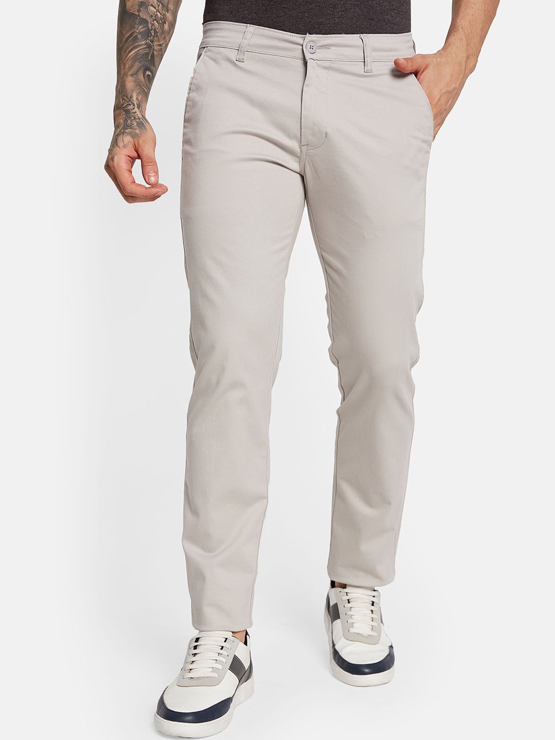 

Octave Men Mid-Rise Chinos Trousers, Grey