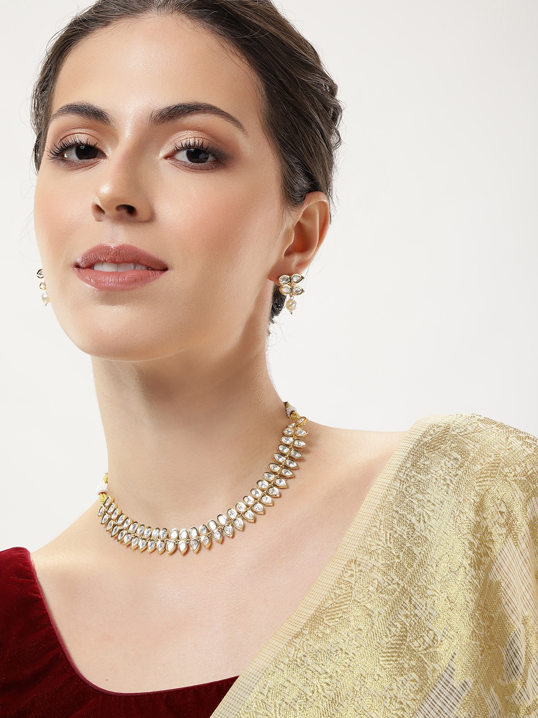 

ABDESIGNS Gold-Plated Artificial Stones & Beads Jewellery Set