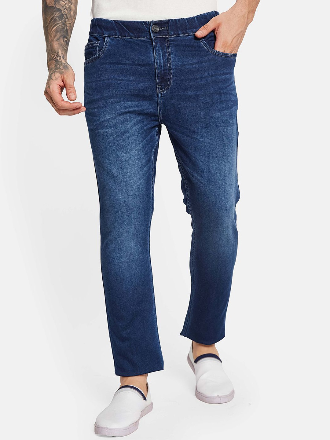 

Octave Men Mid-Rise Light Fade Clean Look Stretchable Jeans, Navy blue