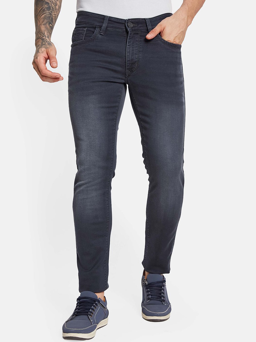 

Octave Men Skinny Fit Mid-Rise Light Fade Stretchable Jeans, Grey