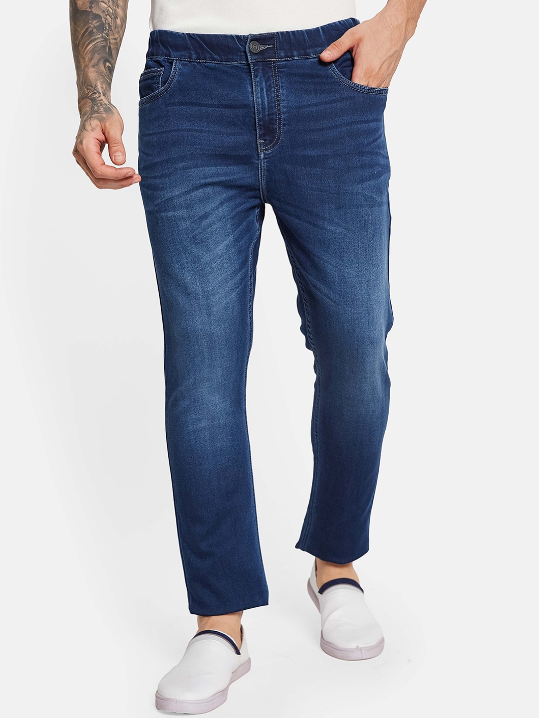 

Octave Men Mid-Rise Clean Look Light Fade Stretchable Jeans, Navy blue