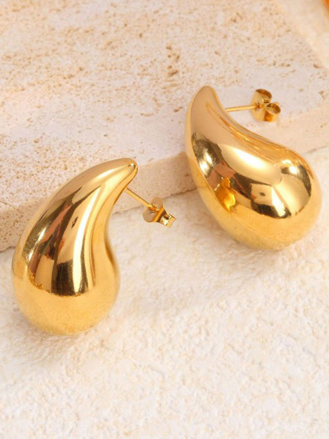 

Xivir Stainless Steel Gold-Plated Teardrop Shaped Studs Earrings