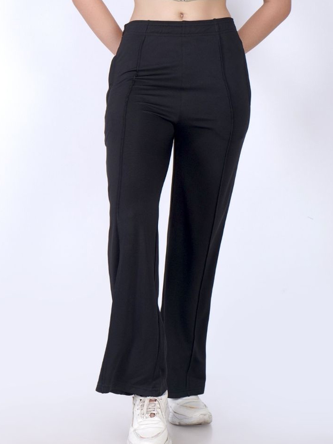 

FLURR Women Relaxed Wrinkle Free Trousers, Black